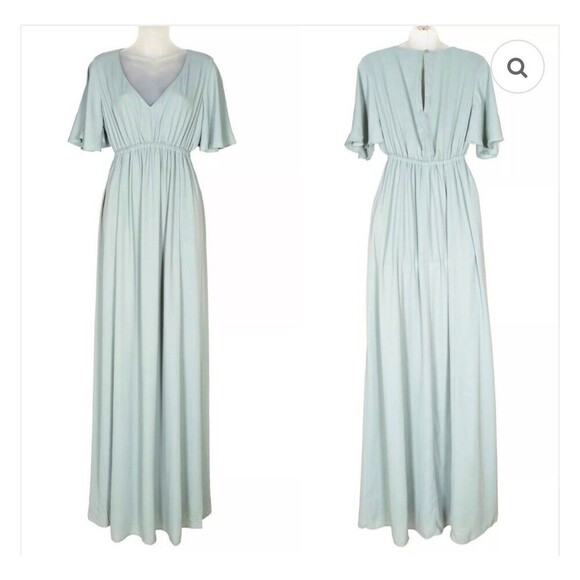 NWT Show Me Your MuMu Emily Empire Maxi Dress Silver Sage XXS Baby Blue Shower - Picture 2 of 13